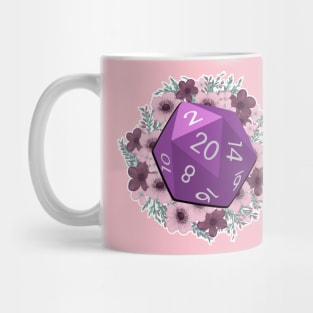 Dungeons and Dragons Purple D20 with Flowers| D&D Mug